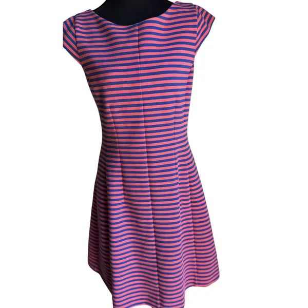 Lilly Pulitzer Pink Blue Striped Fit & Flare Dress Medium Preppy Resort - Image 11