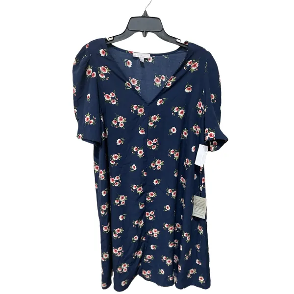 Chelsea28 Floral Puff Sleeve V-Neck Navy‎ Shift Dress Size Large - Image 8