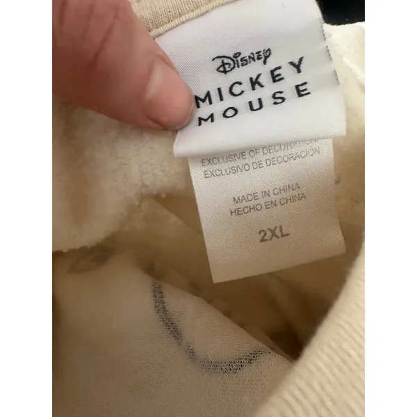Disney Mickey Mouse Sweatshirt Women 2XL‎ Cream Floral Embroidered Pullover Crew - Image 6