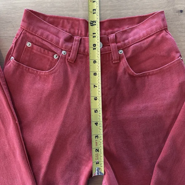 Vintage 90s JORDACHE 100% Cotton Red High Rise Jeans Sz 7/8 23” XS Butter mom - Image 11