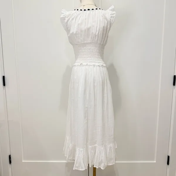 Kimchi Blue Olivia Smocked Midi Dress Small White Ribbon Milkmaid Cottagecore - Image 7