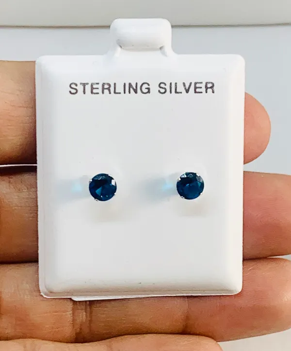 Sterling Silver 925 women girl birthstone stud earrings ❤️ 5mm Birthstone ❤️ aretes de mujer 5mm zirconia ta - Image 2