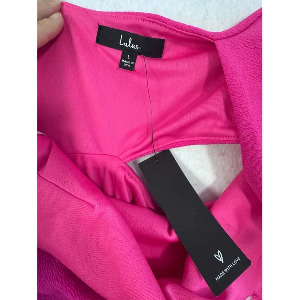 Lulus Pink One Shoulder Cutout Mini Dress Size Large NEW Barbiecore Made in‎ USA - Image 5