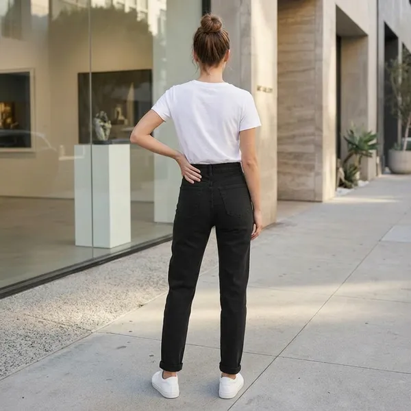 Asos Design Clean Black Slim Mom Jeans, W26L30 - Image 5