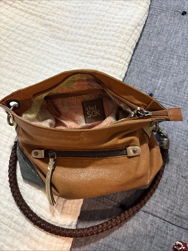 The Sak Brown & Gray Two-Tone Leather Shoulder Bag - Image 3