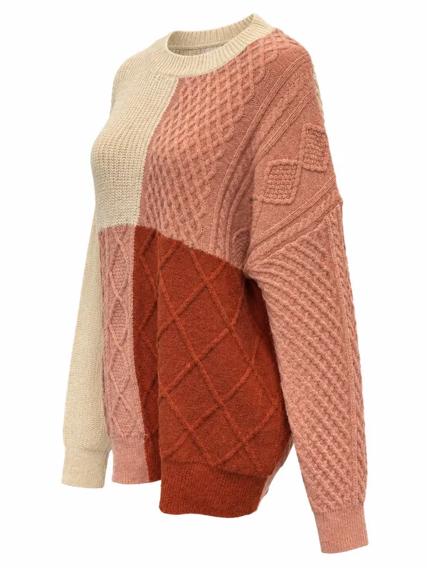 Umgee Colorblock Textured Knit Sweater Size Large - Image 2