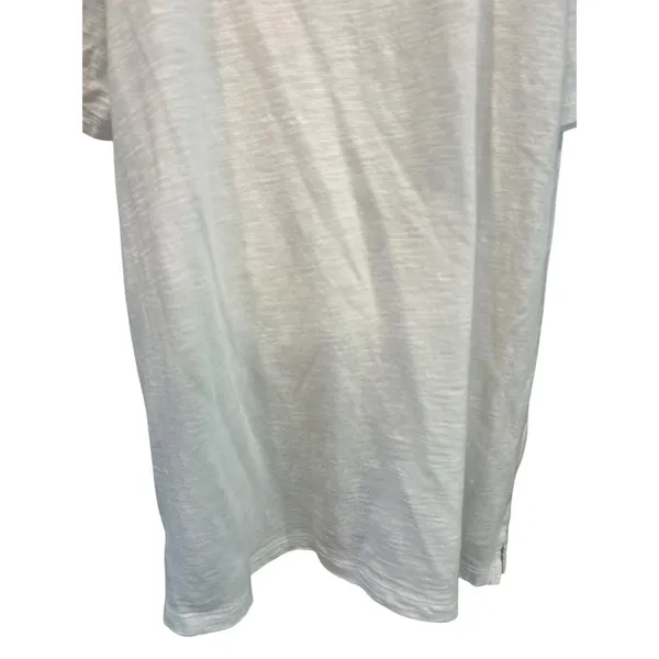 Talbots Plus 1X White Slub Knit Boat Neck Button Shoulder Top Cotton Modal - Image 3