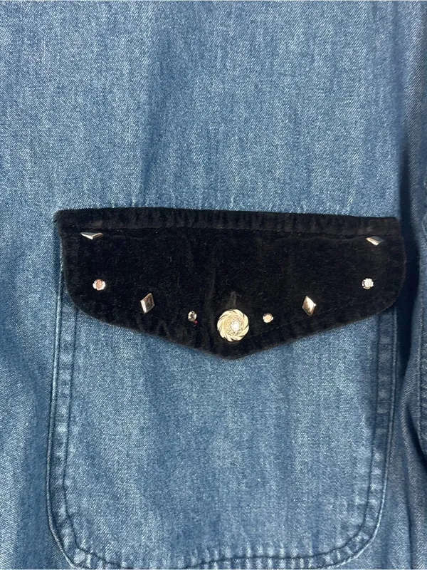 Vintage Mureli Womens Large Cotton Full Zip Studded Long Sleeve Jacket - Image 5