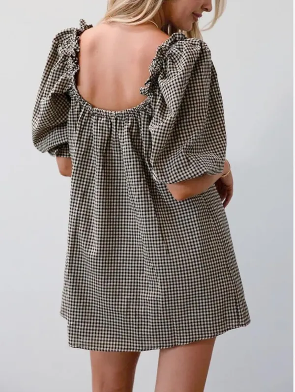 Black plaid dress mini Size M - Image 2