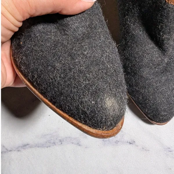 Anthropologie Matt Bernson Marlow Gray Wool Brown Leather Ankle Booties Sz 8 - Image 4