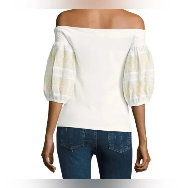 Free People Ivory Rock With It Embroidered Knit Blouse Medium - Image 9