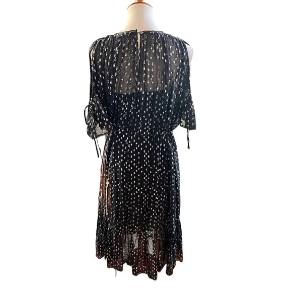 Needle‎ & Thread Black Lurex Chiffon Midi Dress Metallic Dots Slip Included 6 - Image 2