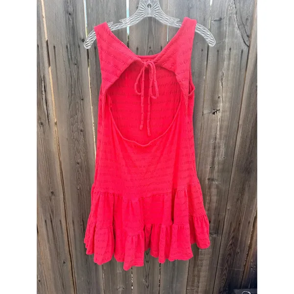 Anthropologie Women's M Knit Feminine Flounced Open Back Mini Dress in Teaberry - Image 6