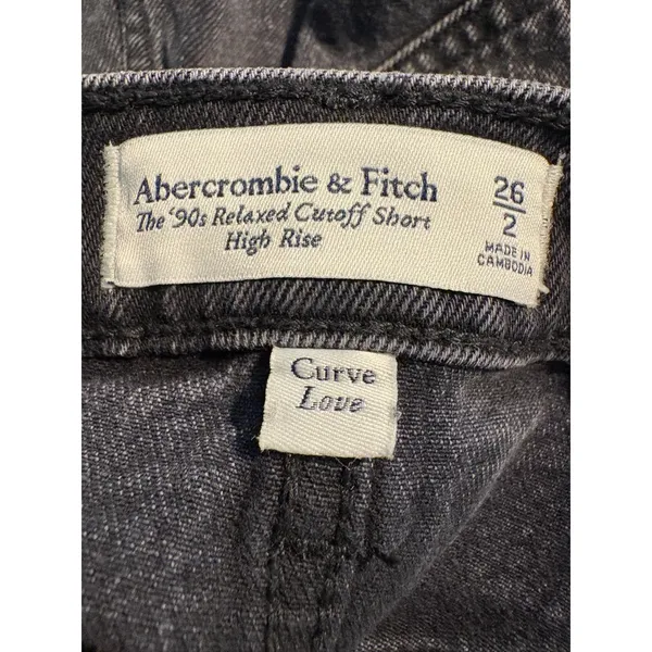 Abercrombie & Fitch The 90s Relaxed Cutoff Short Black High Rise Y2K Boho Size 2 - Image 4