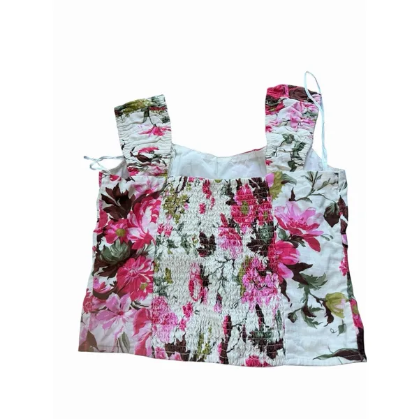 NEW Abercrombie & Fitch Floral Linen Blend Smocked Corset Top Small Coquette - Image 4