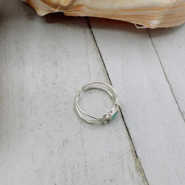 Turquoise Sterling Silver Adjustable Toe Ring Blue - Image 4