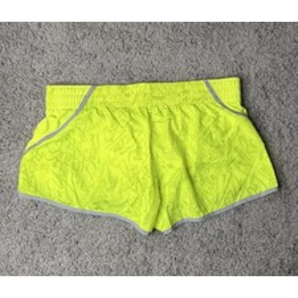 Nike Dri-FIT Womens Neon Yellow Script Graphic Running Shorts Size XL - Image 3