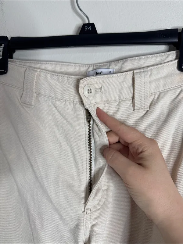 TNA Cotton Cargo Ivory Straight Leg Mid Rise Waist Pants Utility size 2 - Image 6
