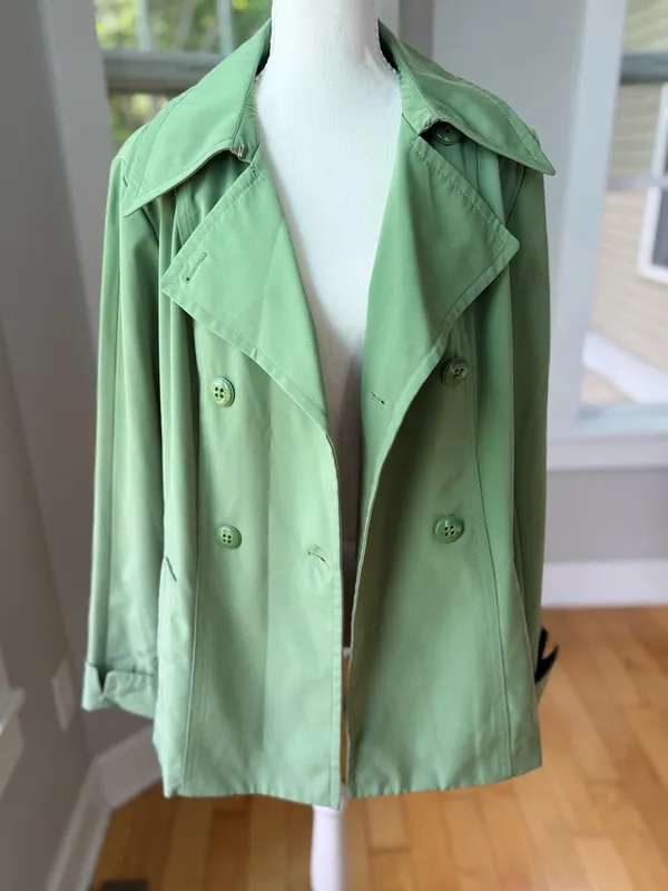 Croft & Barrow Light Green Short Trench Coat Size XL - Image 4