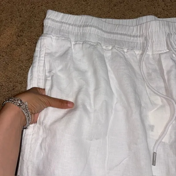 Quince 100% European Linen Wide Leg Ankle Pull On Pant White 3X - Image 7
