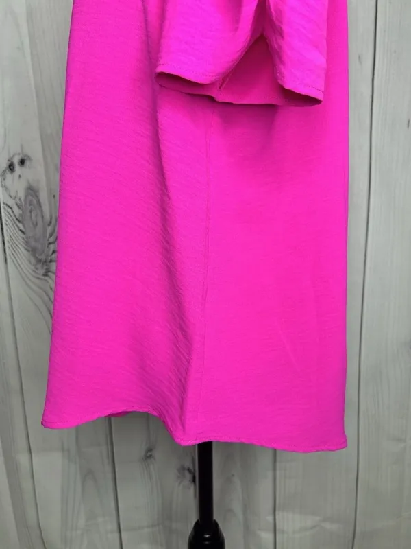 NWT Jodifl Women's Blouse Sz M Hot Pink Short Sleeves V Neck NEW Lightweight - Image 7