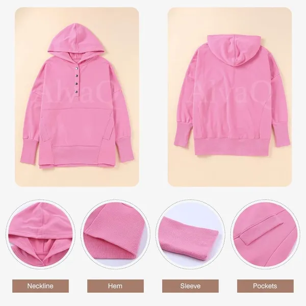 NWT Bubblegum Pink Oversized Snap‎ Front Pullover Hoodie Sz XS - Image 5