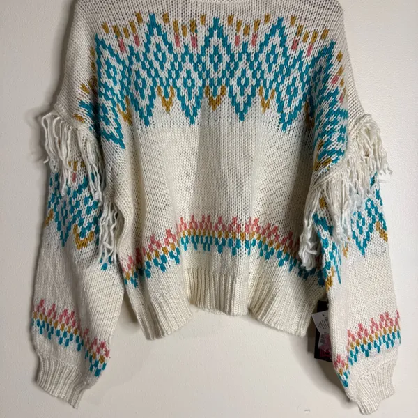 Rock&roll ladies Cozy Knit Sweater with Fringe Details western rodeo size XL - Image 7