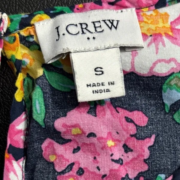 J.Crew Garden‎ Ruffle Cap Sleeve Floral Navy Top 100% Cotton, Small - Image 2