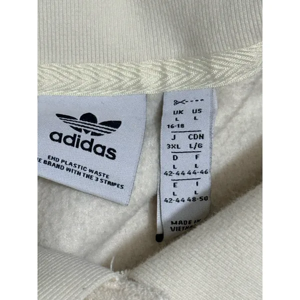 Adidas Originals Floral Embroidered Terry‎ Polo Dress Women's L Cream - Image 4