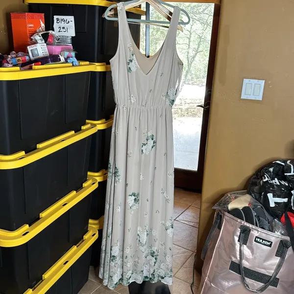 Show Me Your MuMu Kendall Maxi Dress Size XL Cream Green Floral Chiffon Low Back - Image 10