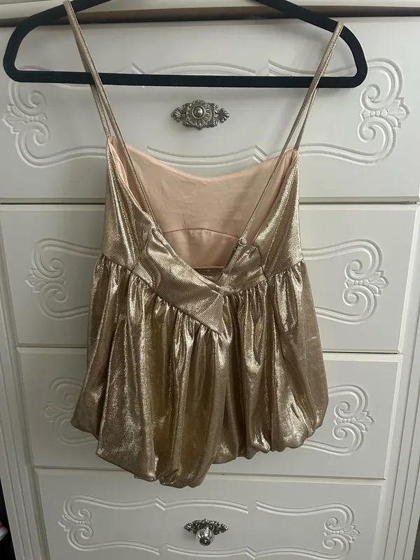 Gold babydoll bubble tank top - Image 2