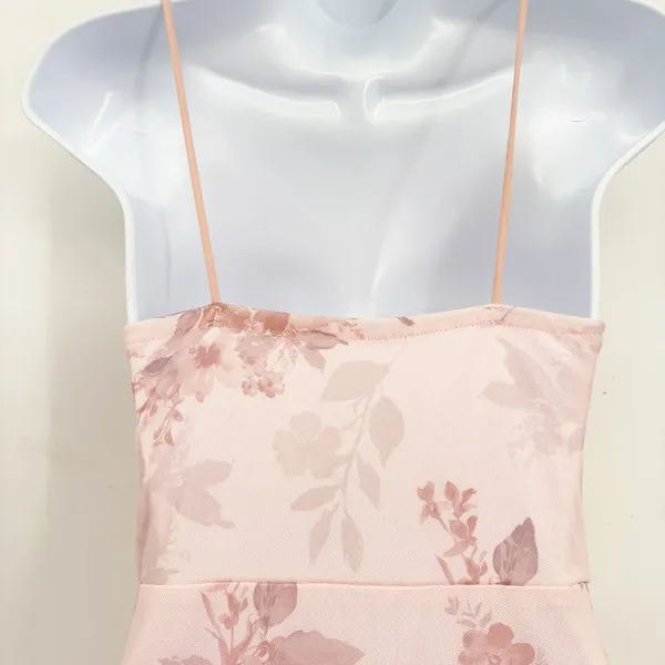 Womens Pink Pastel Floral Lace-up Corset Ruffle Coquette Fairy Maxi Dress Size S - Image 7