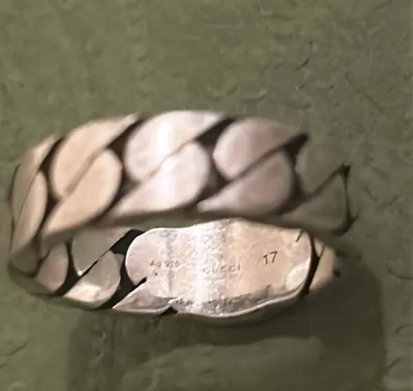Gucci Sterling Silver Interlocking Curb Chain Ring - Image 7