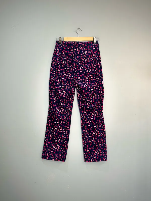 Floral J. Crew Kickout Straight Leg Corduroy Pants Size 00 Like New - Image 2