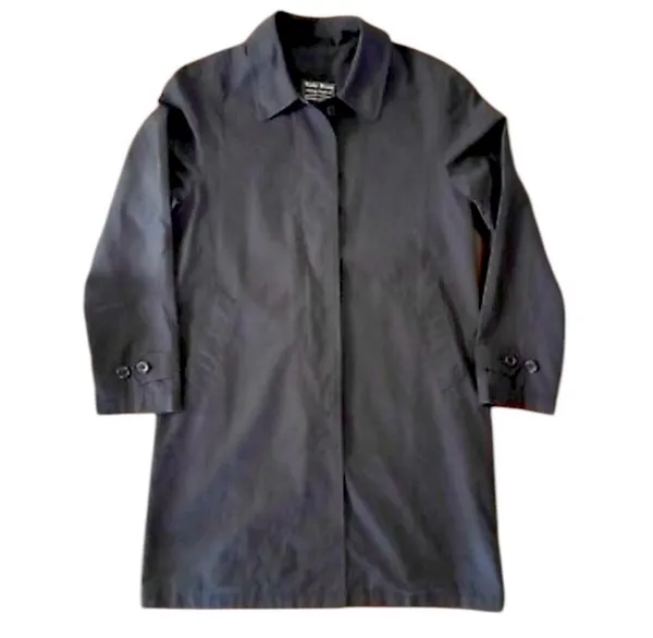 Lucky Brand Vintage Inspired Black Trench Coat Lined Single Breasted M - Image 2