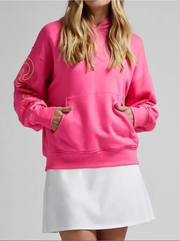 G/Fore Girl Golfer Sweatshirt Knockout Pink French Terry Hoodie Womens Size L - Image 2