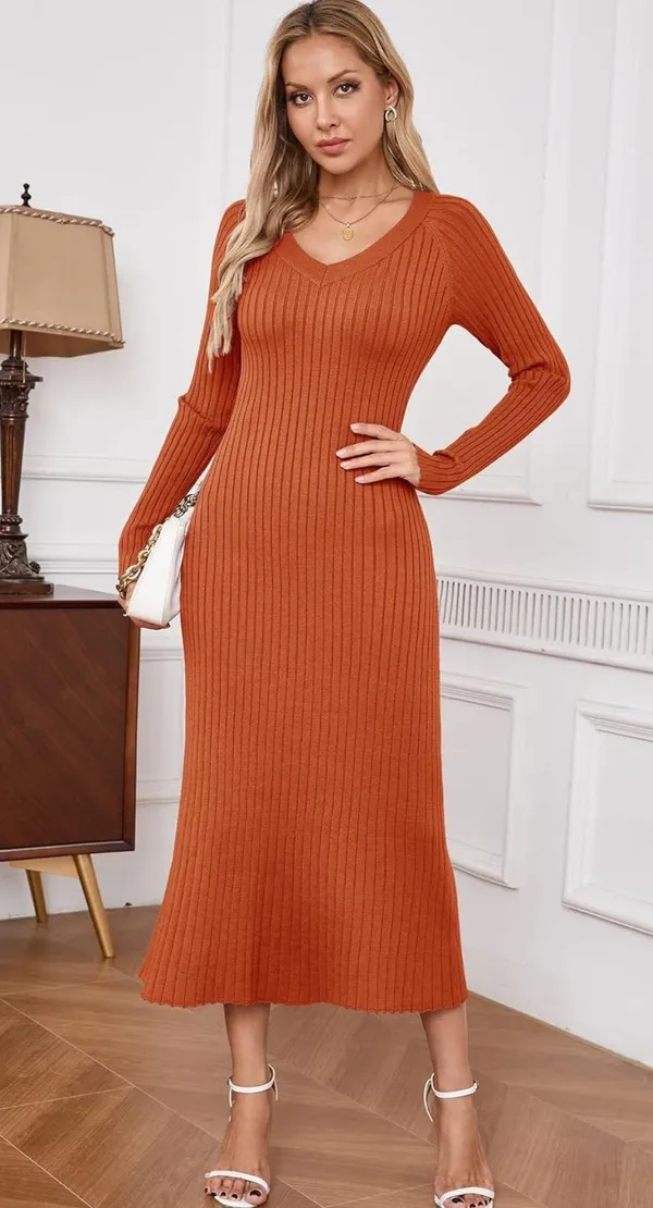 Orange Sweater Dress Size M - Image 2