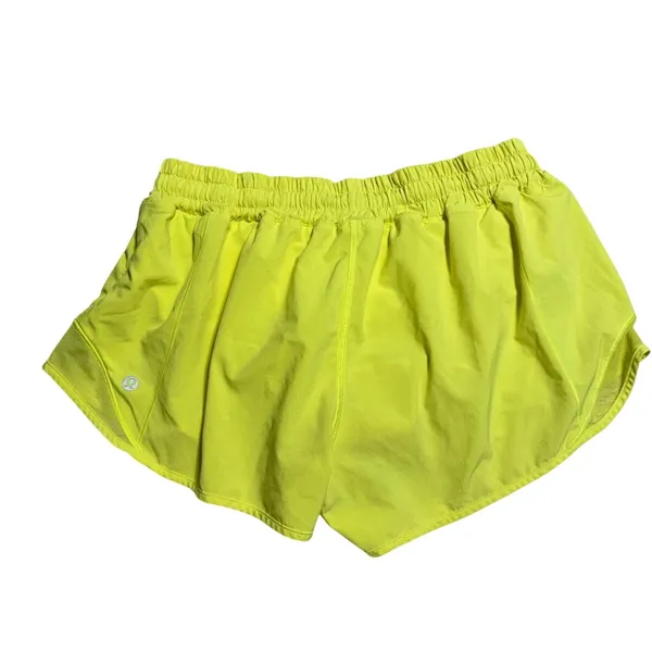 Lululemon Hotty Hot Running Shorts SZ 10 Highlighter Yellow Low Rise 2.5" Lined - Image 2