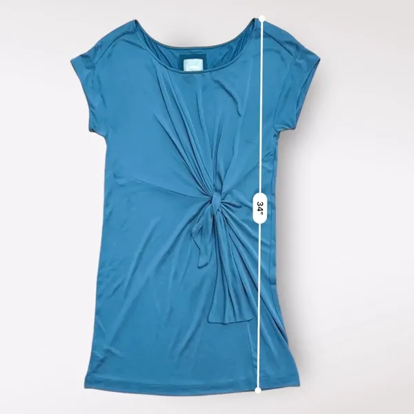 Anthropologie Maeve Knotted Tie Front Knee Length Mini Dress Size S Blue‎ - Image 4