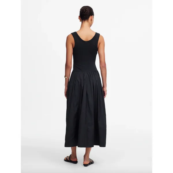 Madewell Mixed Poplin Scoopneck Maxi Dress Cotton A Line Minimalist Black M NWT - Image 4
