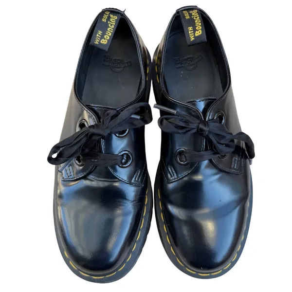 Dr Martens Holly Platform Oxford Shoes‎ Black Patent Leather Chunky Womens US 10 - Image 3