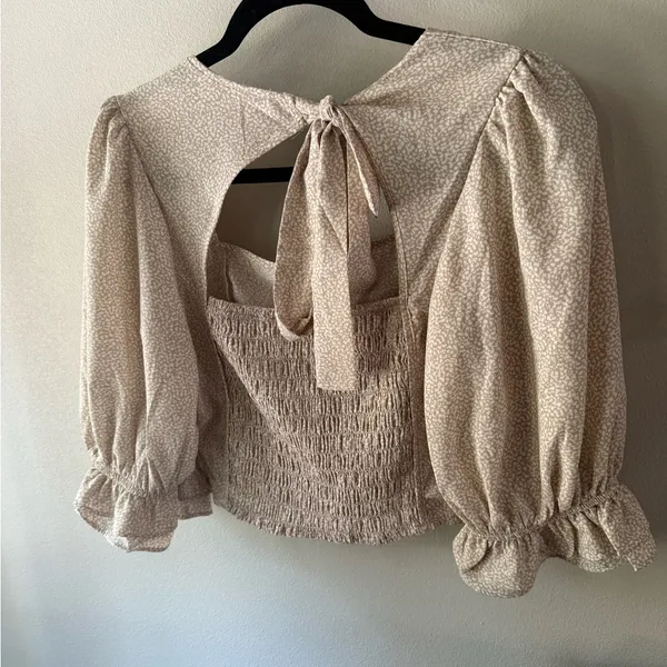 Sienna Sky Smocked Waist Cropped Top Bow Size Medium - Image 17