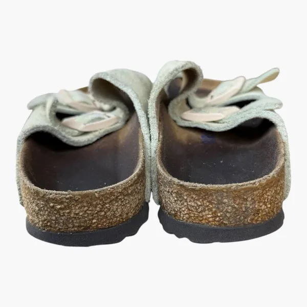 Birkenstock Arizona Suede Sandals Tan Cream Sage Taupe Double Strap Slides 38 - Image 4