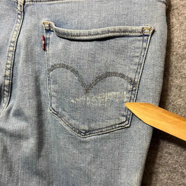 Levis 721 High Rise Skinny Jeans Distressed Ripped Light Wash Size‎ 30 Raw Hem - Image 7