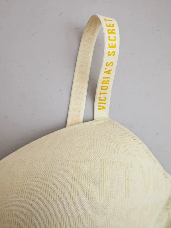 Victoria’s Secret Perfect Comfort Bralette Large Yellow Padded Logo Longline - Image 5