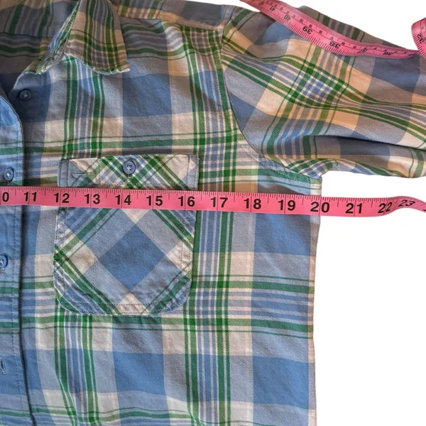 Medium Lauren Ralph Lauren Blue Green Brushed Cotton Button-Down Long Sleeve - Image 7