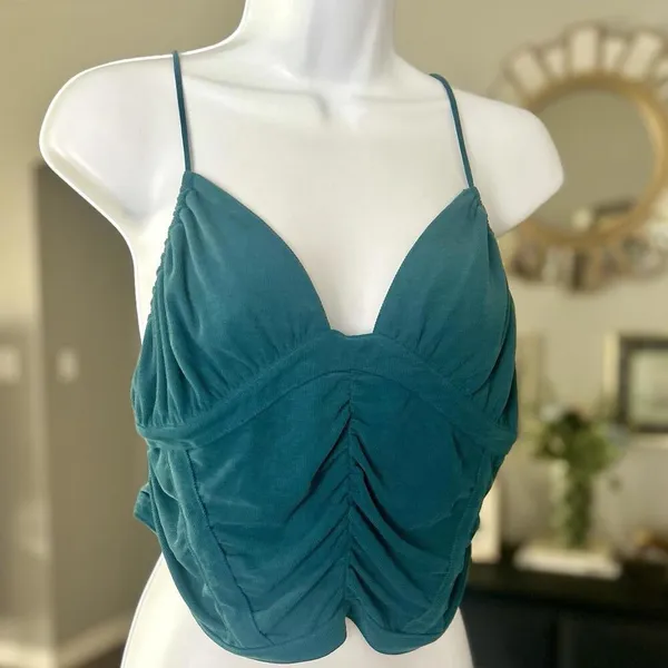 Urban Outfitters Teal Crop Top Sz Large Women’s Adjustable - Image 6