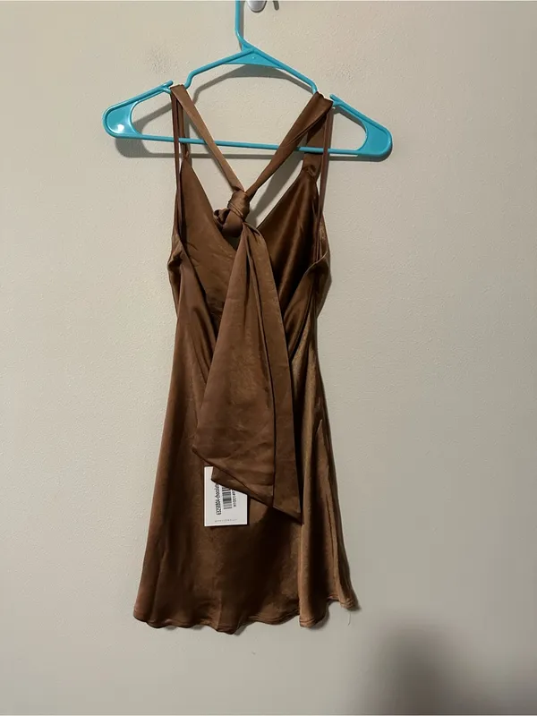 NWT HELLO MOLLY PROUD FRIEND DRESS CHOCOLATE brown halter size small - Image 8