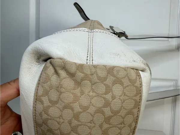 Coach Beige Signature Stripe Crossbody Bag - Image 6