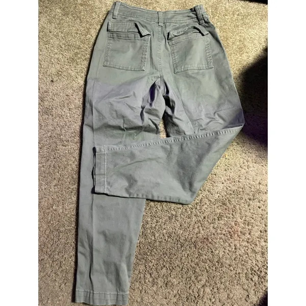 A New Day Womens High Rise Utility Pants Sage Green Tapered Ankle Chino Size 0 - Image 4